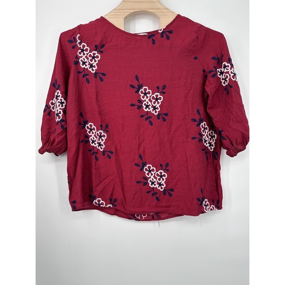 Kindred‎ Red / black  Eyelet Embroidered Blouse, 3X red embroidered 3/4 sleeves - Picture 1 of 6